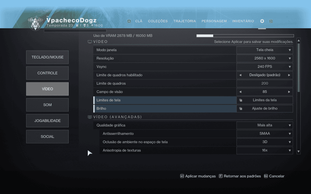 3840x2160 resolução ultra hd, configuração de tela no menu de videogame.