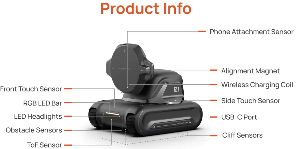 Looi robot transforma seu celular em um robô de mesa Base do looi robot