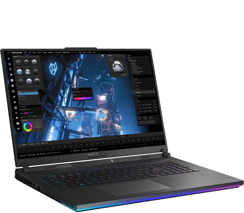 Laptop gamer asus rog strix com tela de alta performance para jogos e criação de conteúdo.