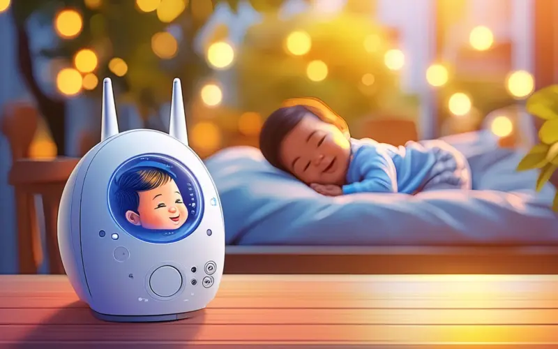 Babá eletrônica mostrando bebê dormindo