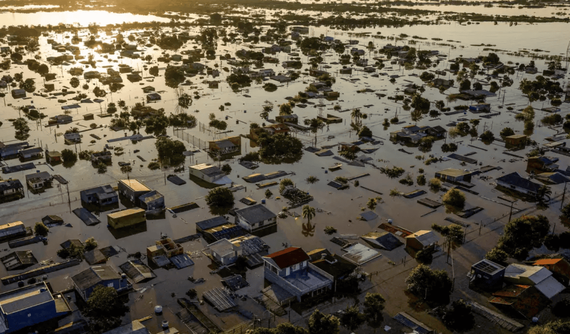 Enchente devastadora cause alagamentos e destruição na cidade brasileira. Atores e moradores enfrentam os efeitos das fortes chuvas.