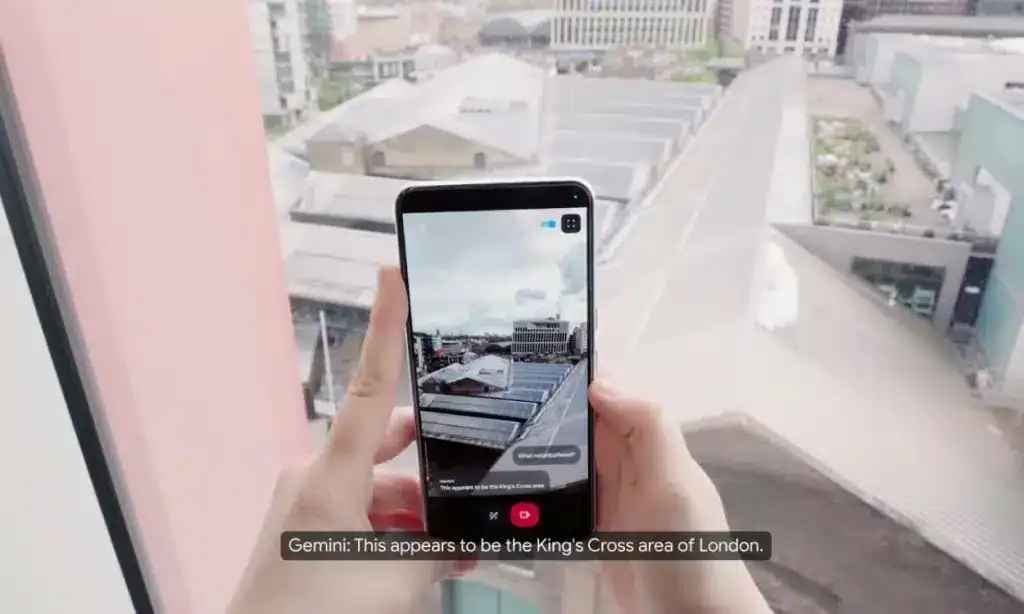 1. Câmera de smartphone capturando vista urbanística de londres.