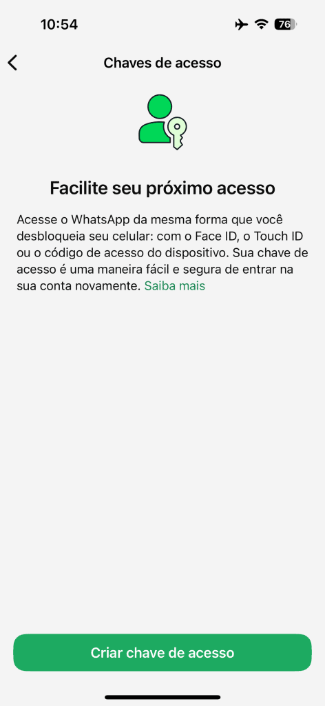 Como usar chave de acesso no whatsapp (passkey) Como usar chave de acesso no whatsapp (passkey). Chave de acesso ou “passkey” é mais uma arma que pode deixar o seu whatsapp ainda mais seguro contra invasões de conta. Saiba como ativá-la no celular