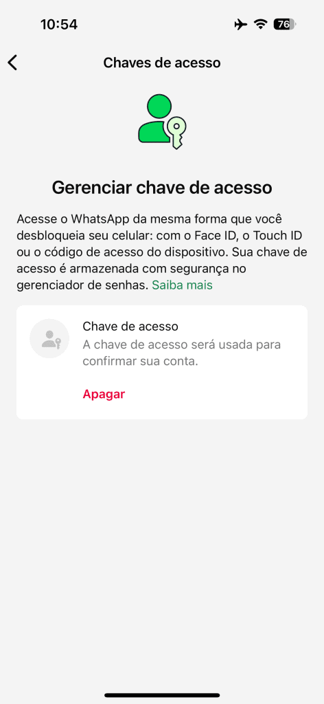Como usar chave de acesso no whatsapp (passkey) Como usar chave de acesso no whatsapp (passkey). Chave de acesso ou “passkey” é mais uma arma que pode deixar o seu whatsapp ainda mais seguro contra invasões de conta. Saiba como ativá-la no celular