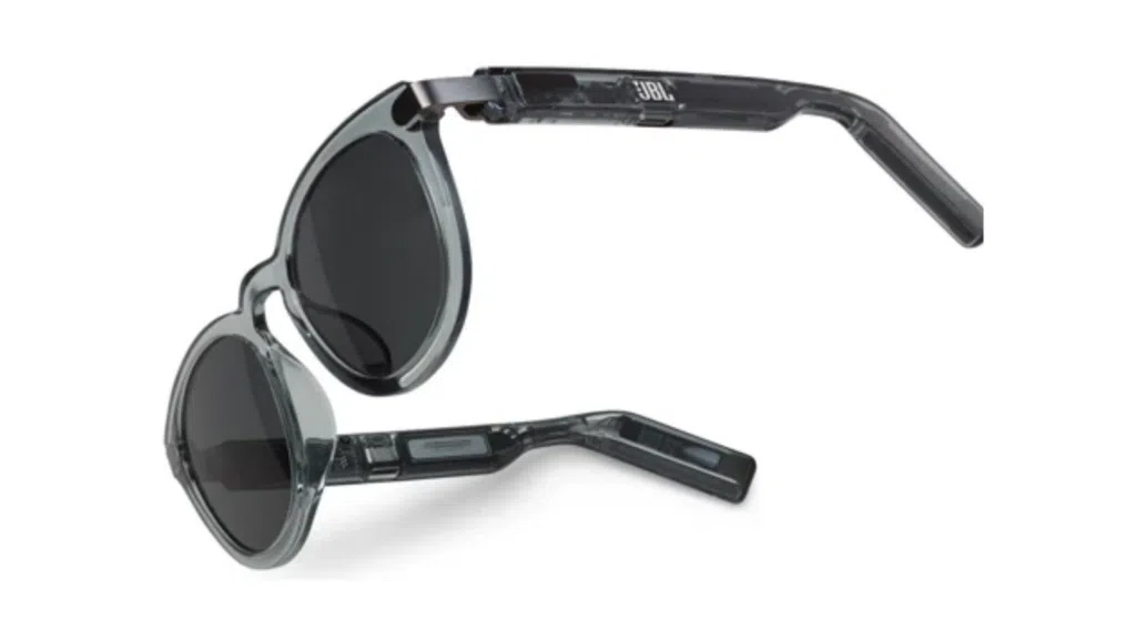 Jbl soundgear frames é um óculos com fone de ouvido integrado É possível atender chamadas com o novo óculos com fone de ouvido.