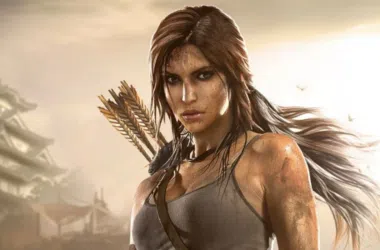 Arqueira mulher com arco e flechas em cenário de ação e aventura.