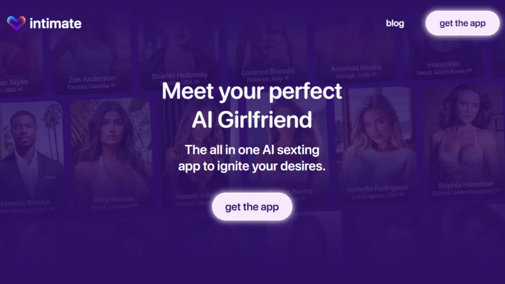 كيفية استخدام الذكاء الاصطناعي لإنشاء صديق أو صديقة افتراضية تظهر الصورة نسخة مطبوعة من الصفحة الرسمية للتطبيق الحميمي - ai Girlfriend.