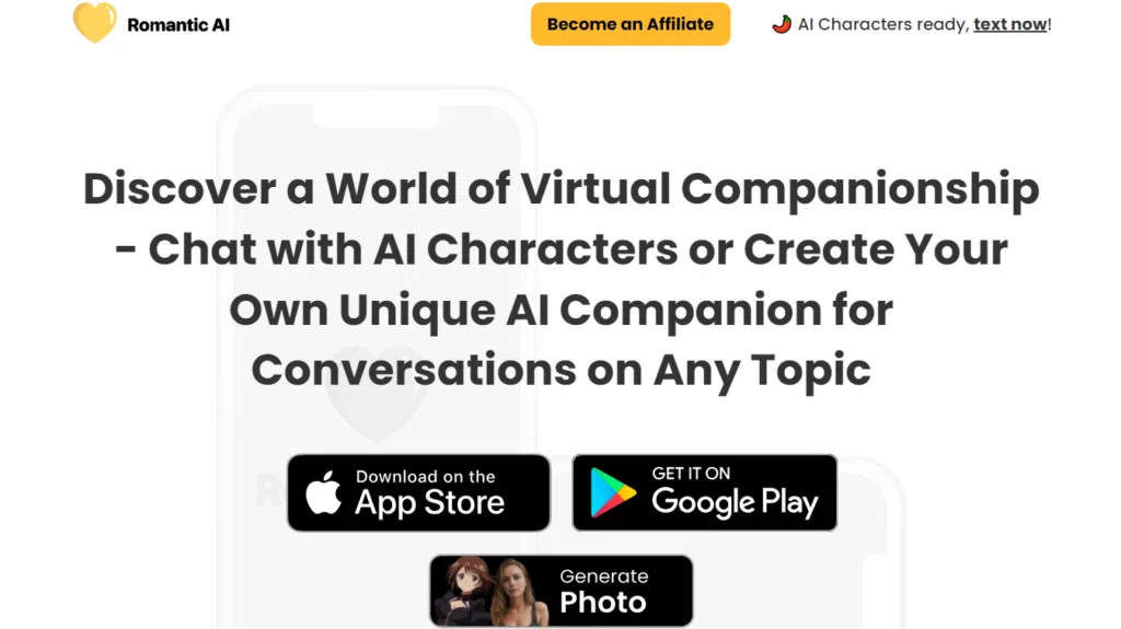 كيفية استخدام الذكاء الاصطناعي لإنشاء صديق أو صديقة افتراضية تظهر الصورة لقطة شاشة للصفحة الرسمية لتطبيق AI الرومانسي - دردشة الصديقة.