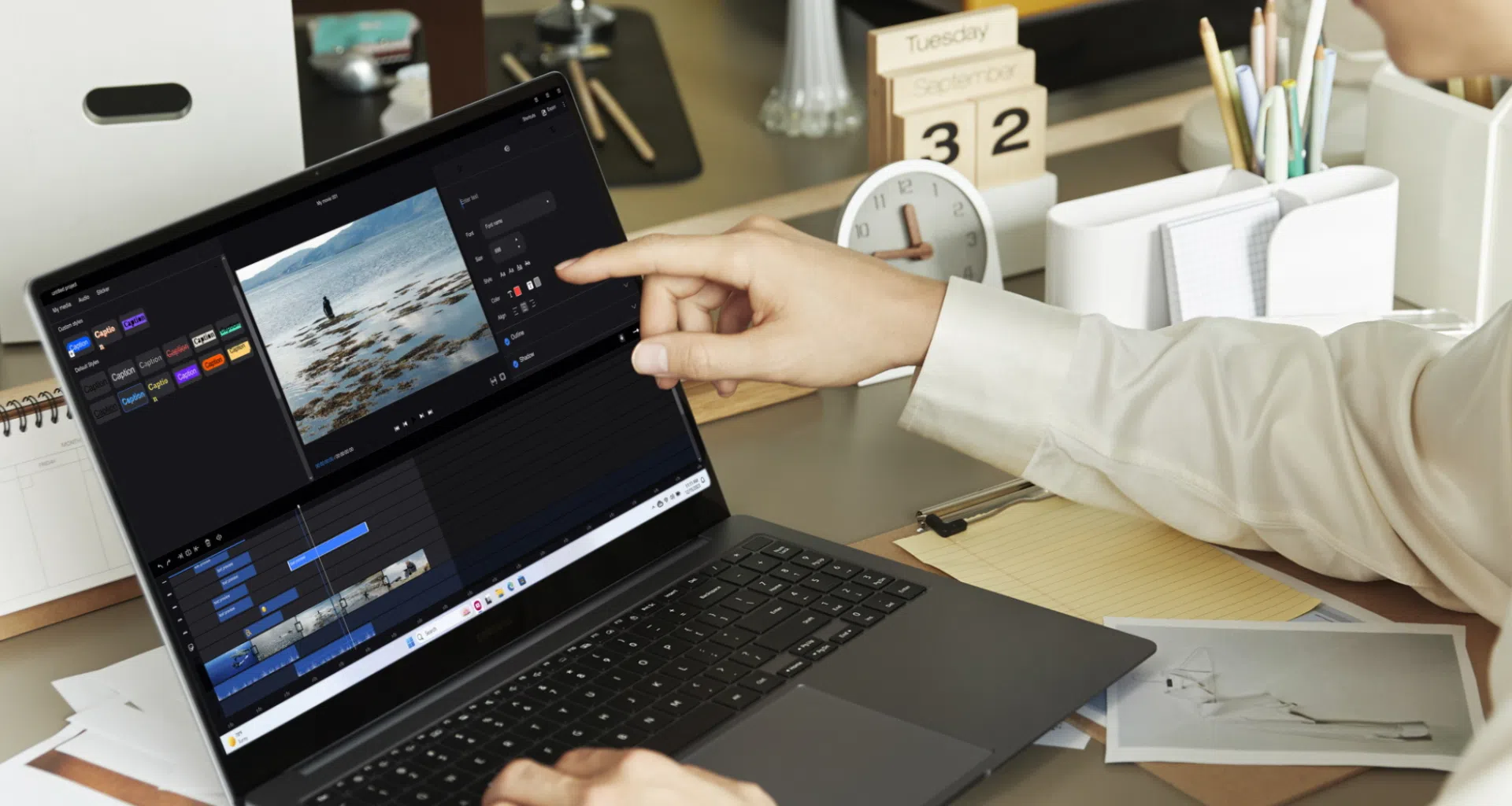 노트북을 이용한 영상 제작 및 편집, 영상 편집 소프트웨어, 컴퓨터 작업.