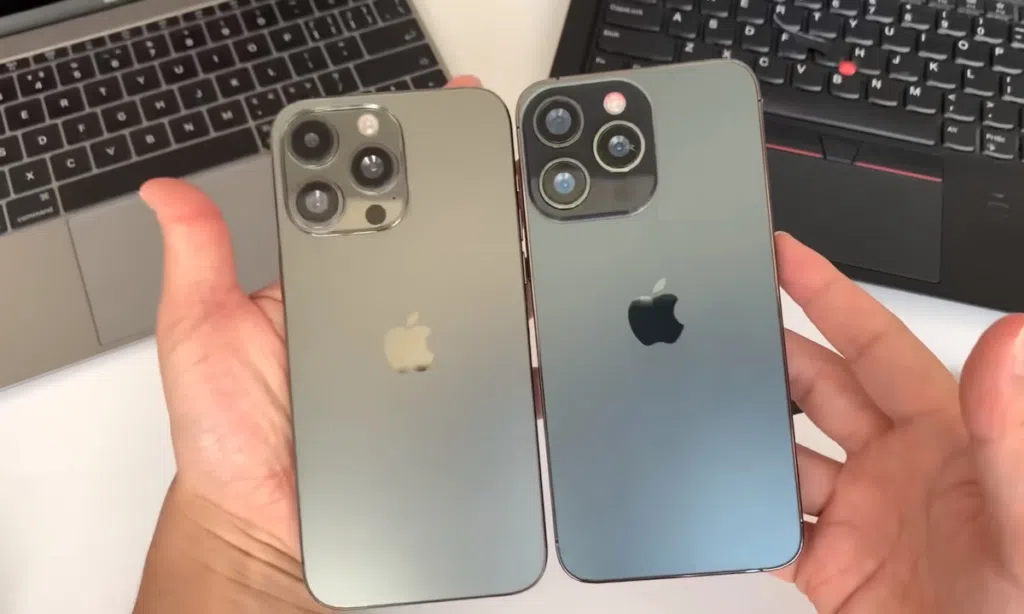 Kamera iPhone 13 Pro dan iPhone 14 Pro dibandingkan dengan laptop Apple dan keyboard mekanik.