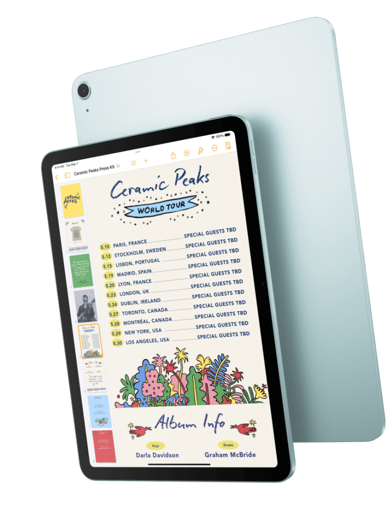 Il nuovo iPad Air (2024) arriva con schermi da 11 e 13 pollici Il nuovo iPad Air (2024) arriva con schermi da 11 e 13 pollici. Il tablet ha la fotocamera frontale in una nuova posizione e il supporto per Apple Pencil Pro. Vedi tutti i dettagli