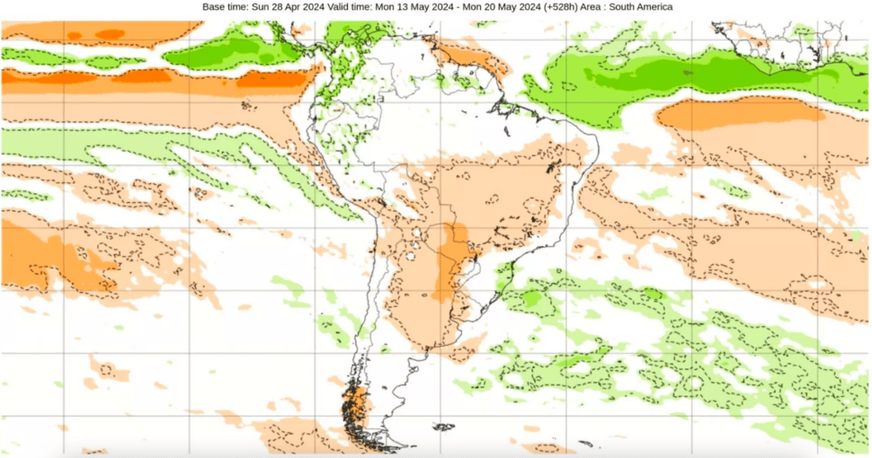 Mengapa hujan turun deras di Rio Grande do Sul? Curah hujan diperkirakan menurun di wilayah selatan Brasil dalam dua minggu terakhir bulan Mei. Gambar: alat