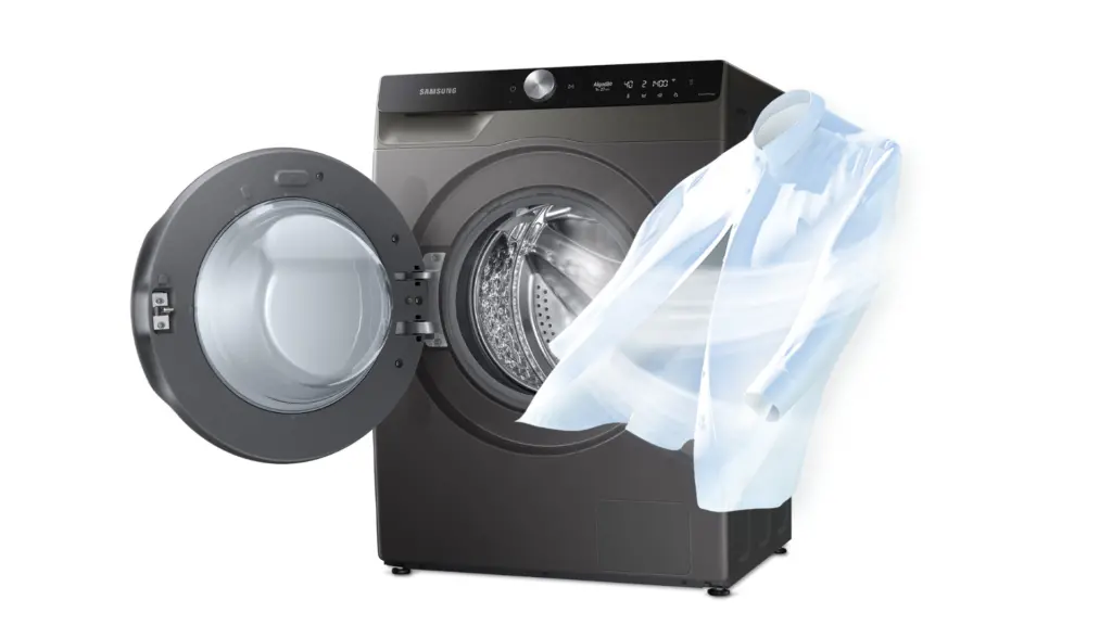 Cos'è Samsung SmartThings? Scopri come utilizzare L'immagine mostra una lavatrice e asciugatrice Samsung wd13t704dbx.