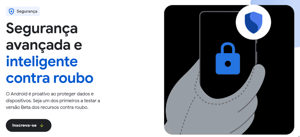 Tela de cadastro de testes do recurso antirroubo no android