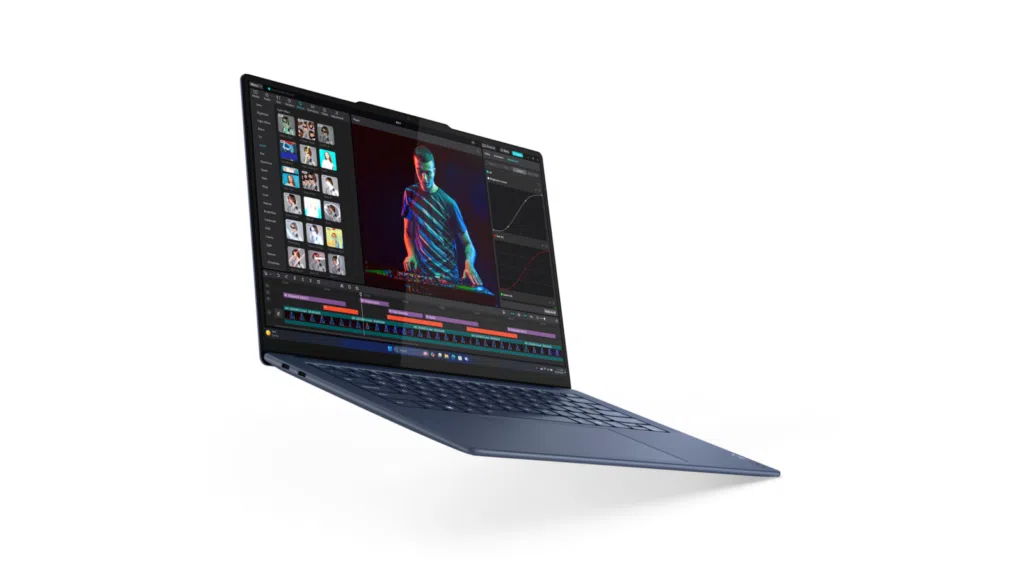 1. Ordinateur portable avec logiciel de montage vidéo pour les créateurs de contenu et les professionnels de la technologie.