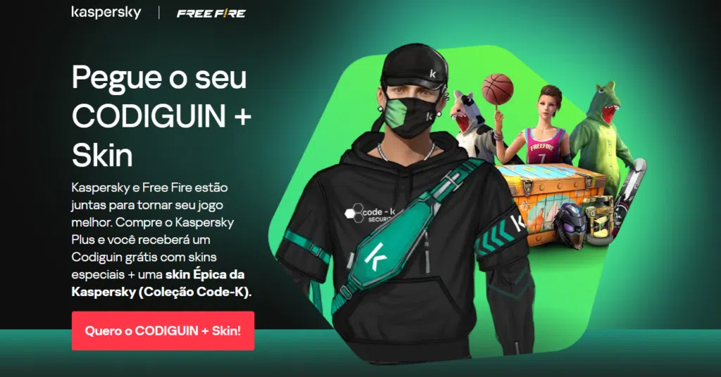 Camiseta codigun plus com skins exclusivas na coleção kaspersky code-k.