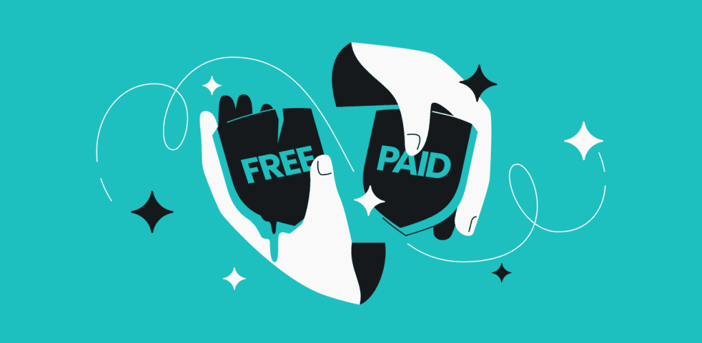 Dinheiro digital entre free e paid, conceito de pagamentos e assinaturas online.