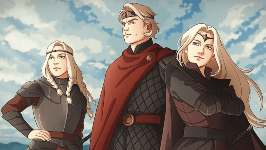 شاهد شجرة عائلة تارجيريان إيجون هو أول ملك لوستروس إلى جانب أخته-زوجتيه راينيس وفيسينيا.