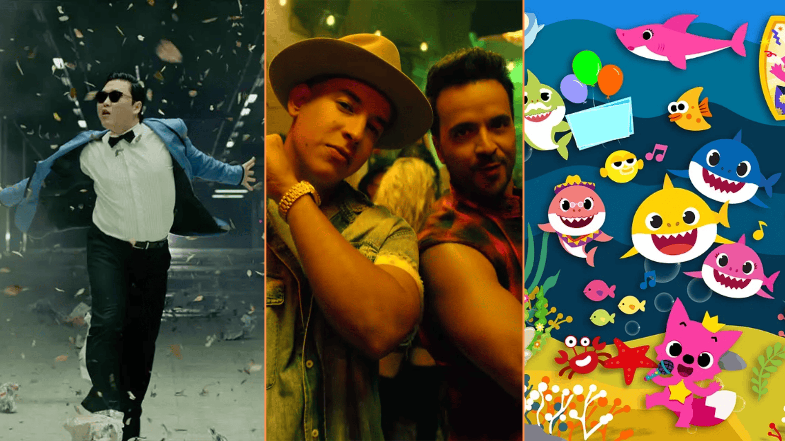 Capa de filme com personagem em ação, pessoas em festa e ilustração aquática com peixes coloridos.