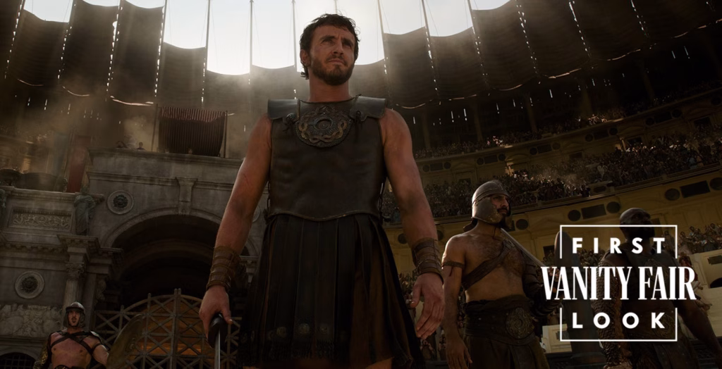 Veja as primeiras imagens de gladiador 2 Críticos que puderam conferir prévias de "gladiador 2" elogiaram o trabalho de direção de arte e a trilha sonora do mesmo compositor de "perdido em marte". (foto: reprodução/vanity fair)