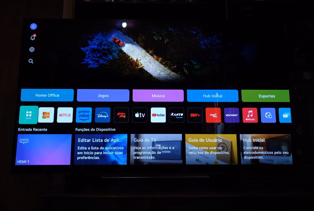 Tela inicial da smart tv lg oled evo ai c4 4k