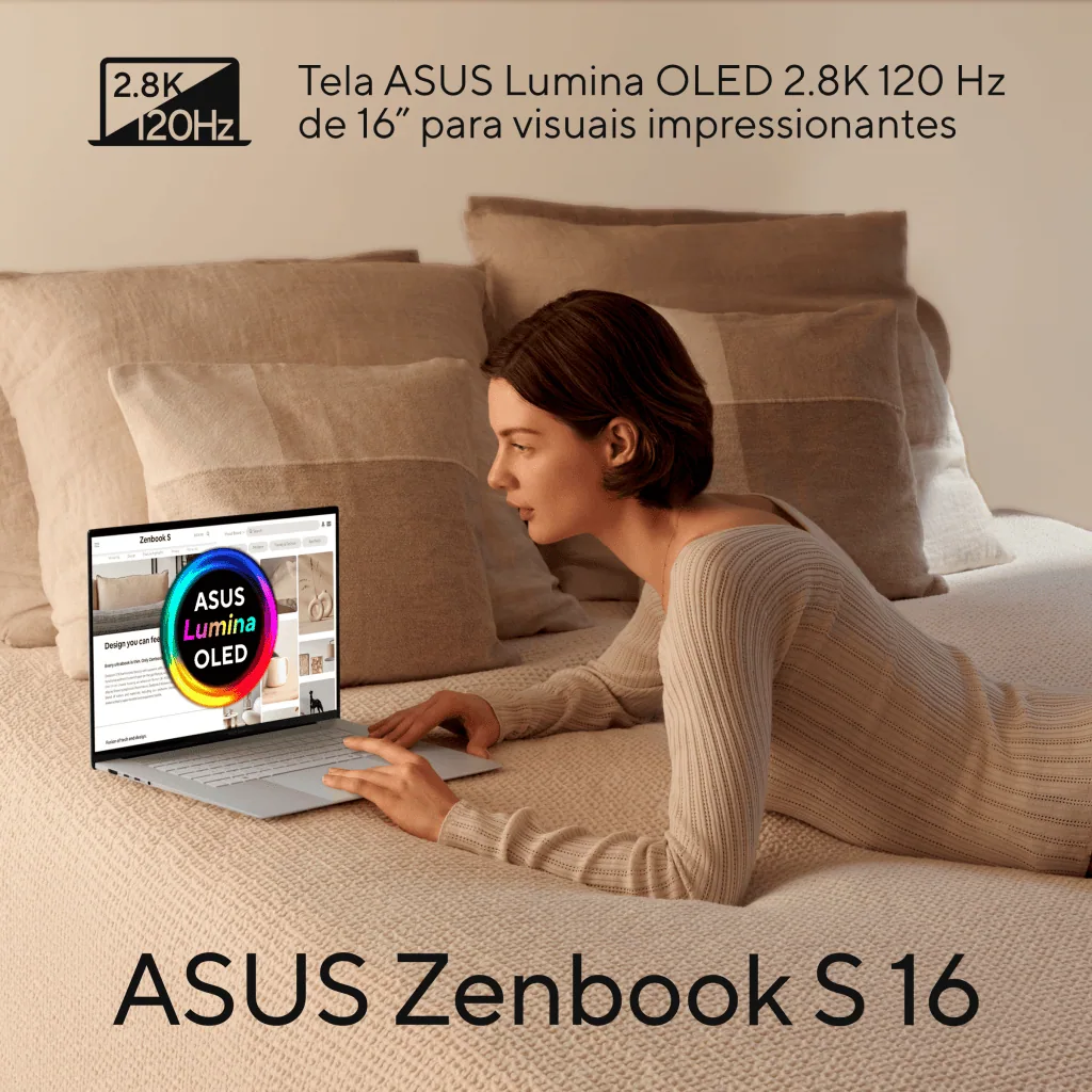 Zenbook s 16 chega ao brasil com processador amd ryzen ai 9 para atividades de ia Novo notebook da asus