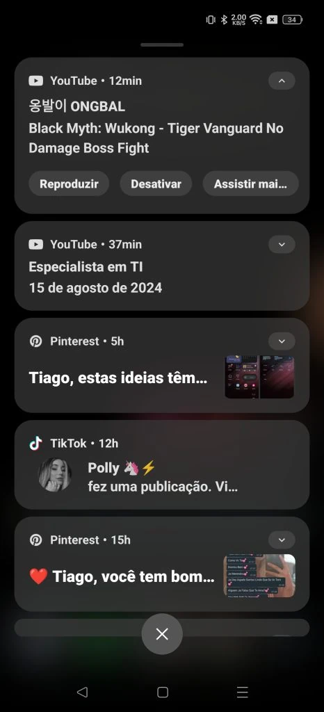 Review: realme gt 6 é um topo de linha com bateria espetacular Barra de notificações do realme gt 6
