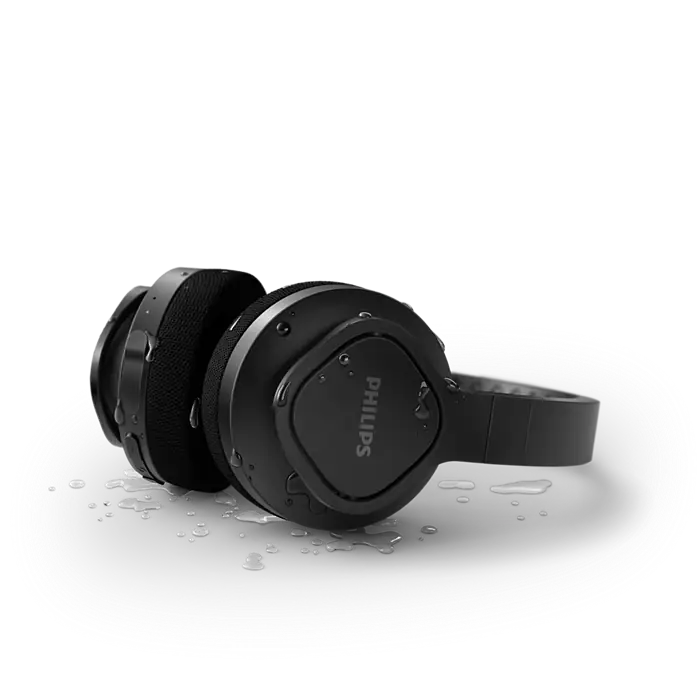 Água na escuta wireless philips, headset bluetooth resistente a respingos.