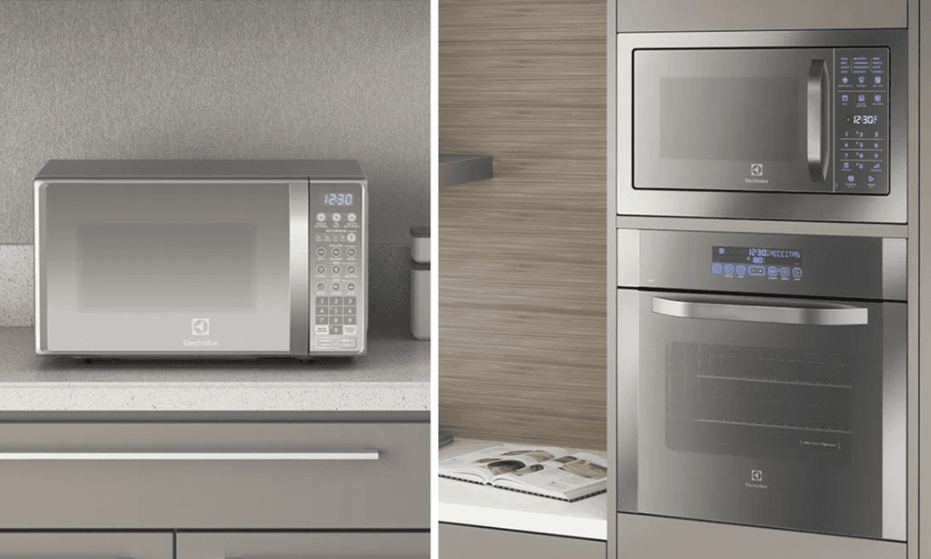 1. Micro-ondas electrolux com painel digital e design moderno.
