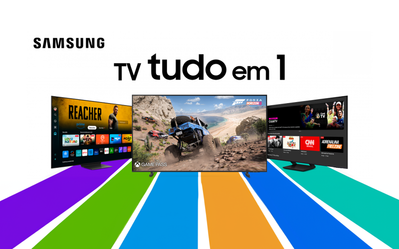 Campanha tv tudo em 1 destaca benefícios de smart tvs qled, crystal uhd e uhd 4k de 2024 da samsung. Empresa permite que usuários joguem, controle aparelhos conectados e até mesmo gerenciem senhas sem deixar a segurança de lado. Veja: