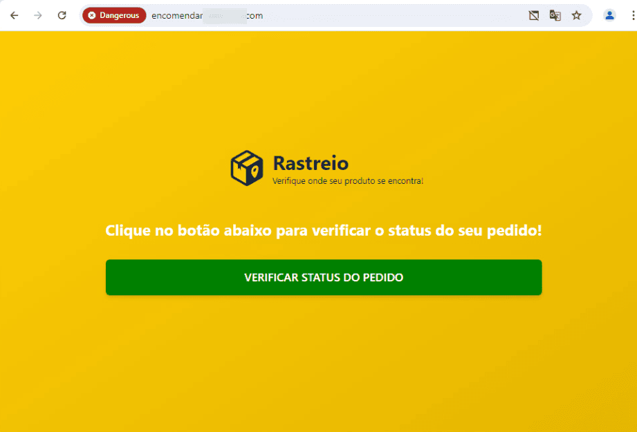 Verificador de status de pedido no site showmetech em fundo amarelo com botão verde.