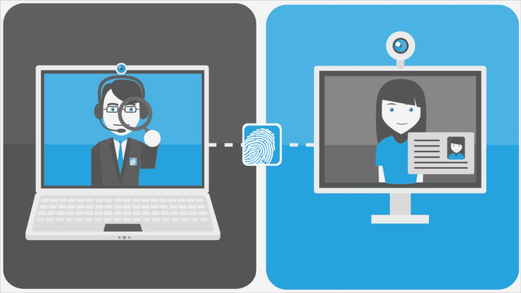 Identidade digital por biometria facial em video chamada.