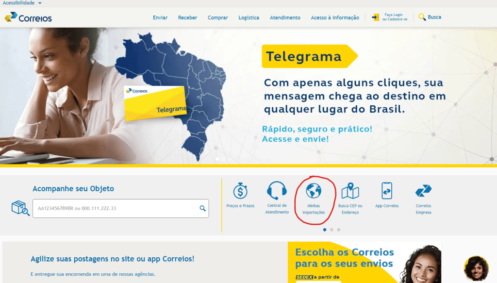 Correios exportando objetos pelo serviço minhas importações no brasil.