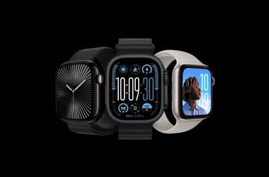 Relógios inteligentes apple watch series com diversas funções e designs modernos.