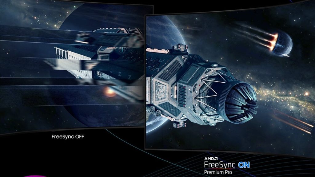 Beste Gaming-Monitore für Serious Games Demonstration der Freesync-Technologie, die Unschärfe und Bildunterbrechungen eliminiert / Quelle: Samsung