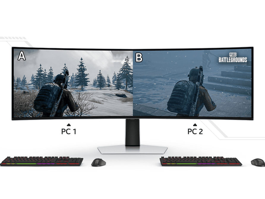 Beste Gaming-Monitore für Serious Games Beispiel für das Super-Ultrawide-Format, das als zwei Monitore nebeneinander verwendet werden kann / Quelle: Samsung
