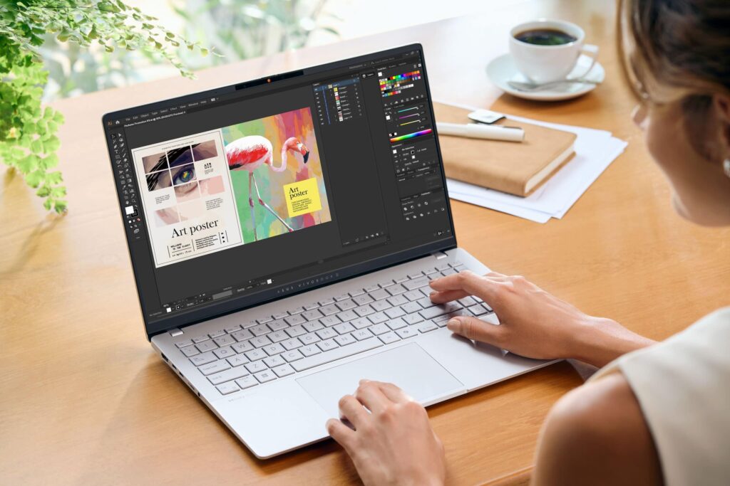 Test : l'asus vivobook s 15 est excellent pour la productivité Asus vivobook s 15 utilisé sur la table dans un endroit lumineux