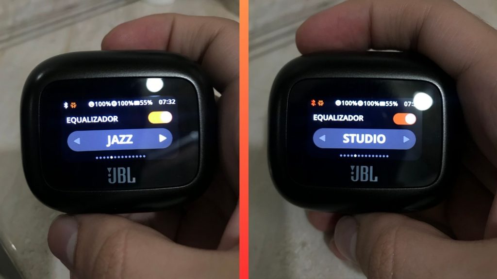 レビュー: jbl ライブ ビーム 3 は、プレミアム品質でさまざまなカスタマイズを提供します ケースに標準装備されているイコライザー モードでは、曲内の特定の音を豊かにする 6 つの特殊な機能を循環的に使用できます。 (写真:複製/enzo sapio monello/showmetech)