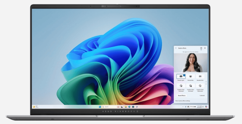 Test : l'asus vivobook s 15 est excellent pour la productivité Effets visuels des PC Copilot+ à la webcam