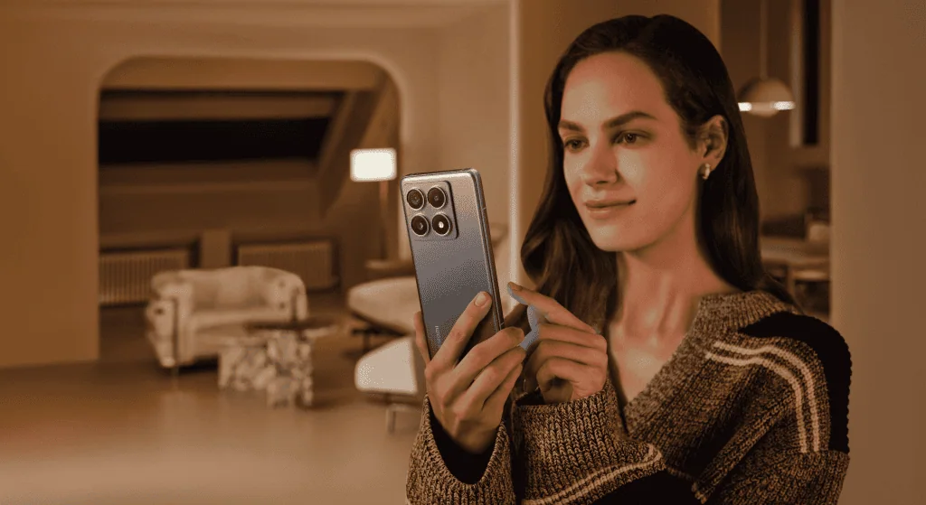 Xiaomi 14t chega ao brasil com foco em fotografia noturna e ia avançada Mulher usando xiaomi 14t