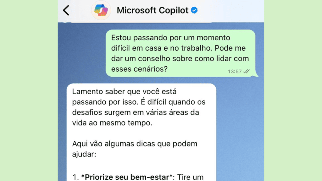 Copilot, ia da microsoft, chega ao whatsapp. Saiba como usar Copilot, ia da microsoft, chega ao whatsapp. Saiba como usar. Em poucos passos você adiciona a ia à sua agenda do iphone ou android e já pode criar imagens, corrigir textos e muito mais! Confira