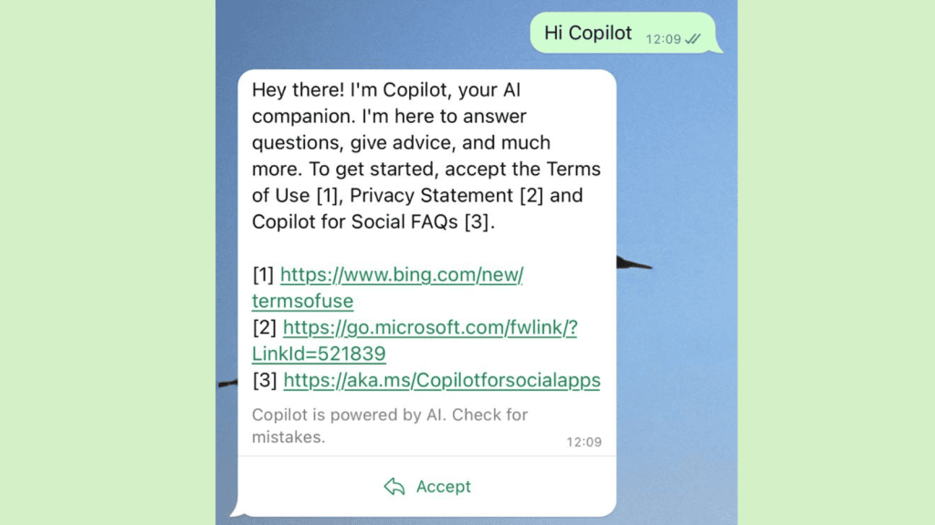 Copilot, ia da microsoft, chega ao whatsapp. Saiba como usar Copilot, ia da microsoft, chega ao whatsapp. Saiba como usar. Em poucos passos você adiciona a ia à sua agenda do iphone ou android e já pode criar imagens, corrigir textos e muito mais! Confira