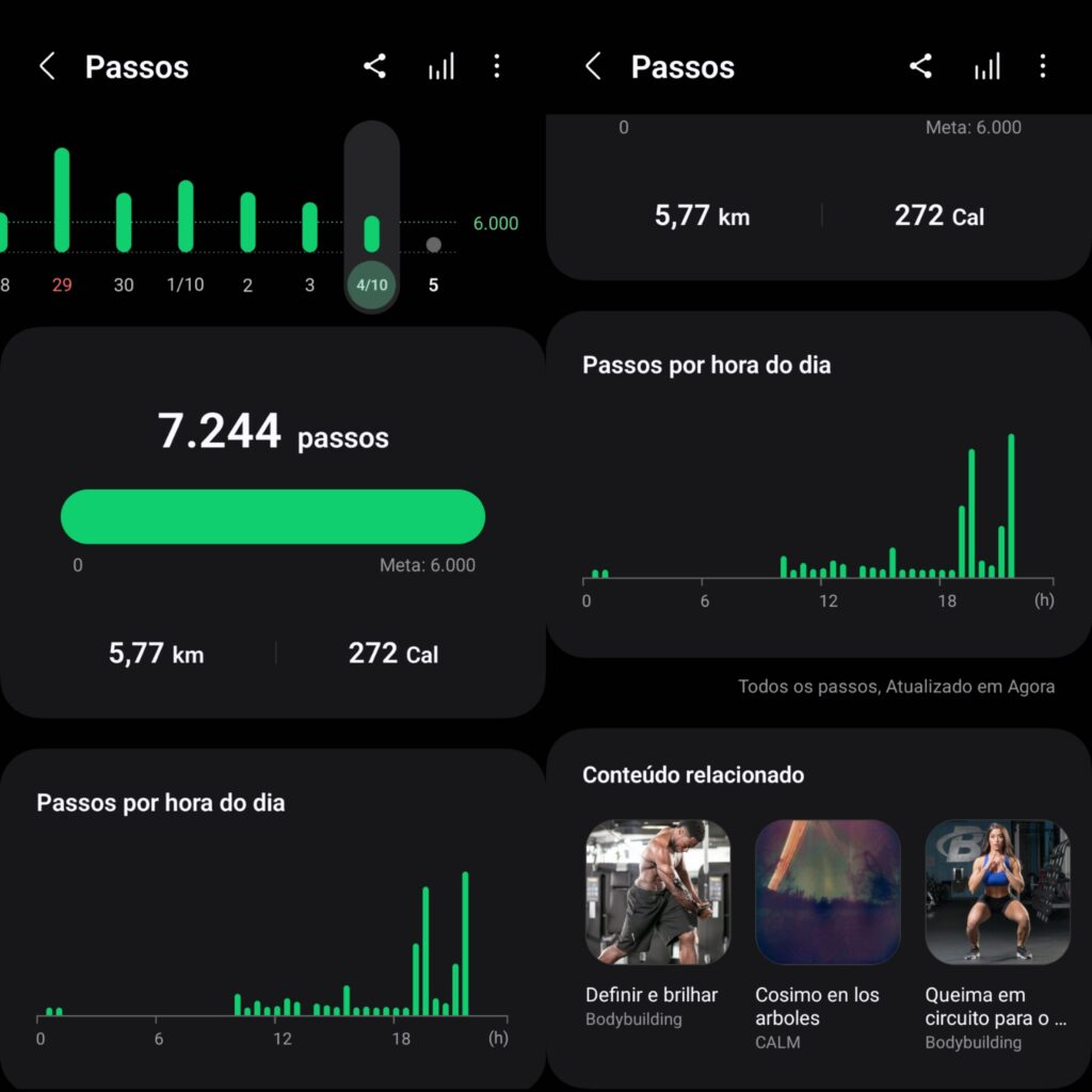 Review: galaxy ring torna o monitoramento de saúde mais prático Monitoramento de passos feito pelo galaxy ring