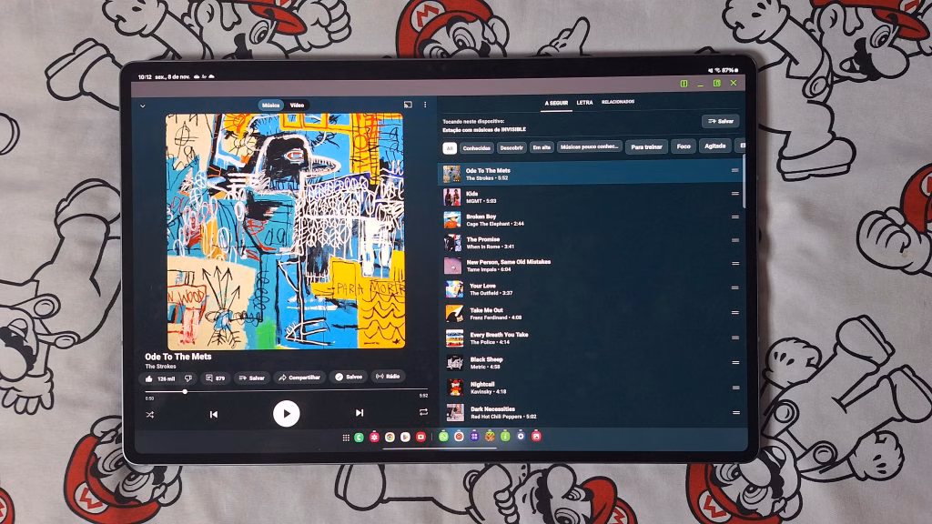 Youtube music rodando no galaxy tab s10 ultra