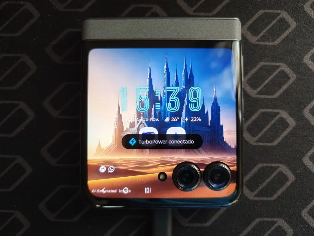 Review: motorola razr 50 é uma aposta interessante para mercado de smartphones dobráveis Motorola razr 50 recarregando