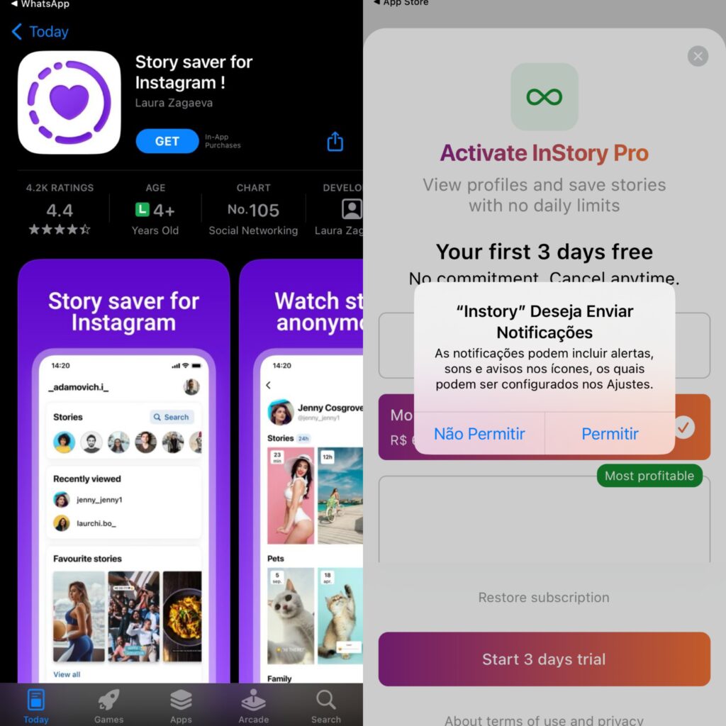 Como baixar vídeo do instagram (reels, post e stories) Aplicativo pode ser usado gratuitamente por três dias (captura de tela: victor pacheco/showmetech)
