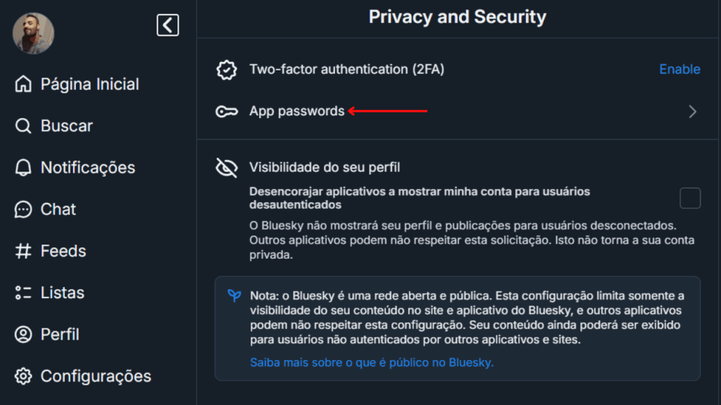 Extensão te ajuda a encontrar quem você segue do x no bluesky Senha de app do bluesky