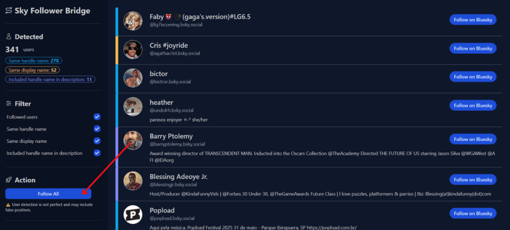 Extensão te ajuda a encontrar quem você segue do x no bluesky Extensão sky follower bridge