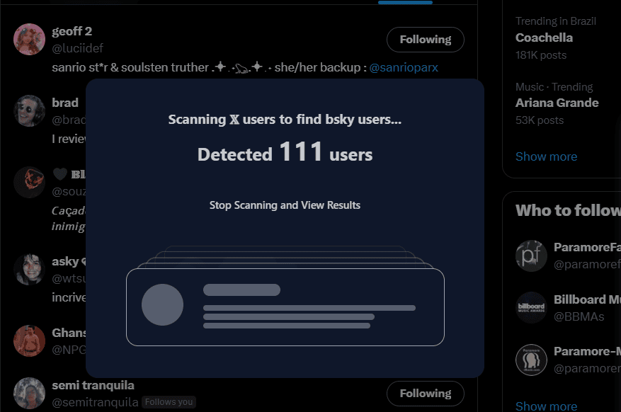 Extensão te ajuda a encontrar quem você segue do x no bluesky Extensão sky follower bridge