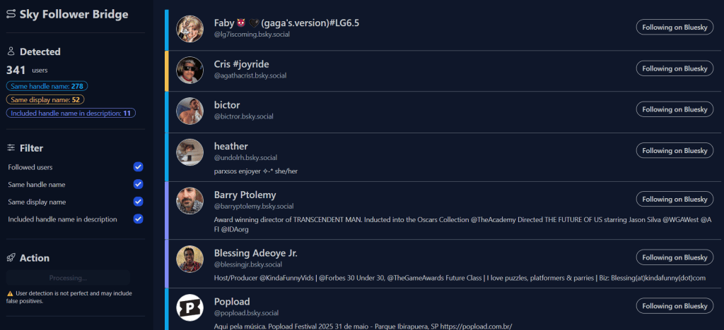 Extensão te ajuda a encontrar quem você segue do x no bluesky Extensão sky follower bridge